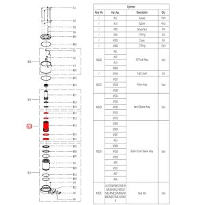 ME2B Внутренний цилиндр гидроцилиндра в сборе (Inner Sleeve assy) S30-2EL, S40-2EL